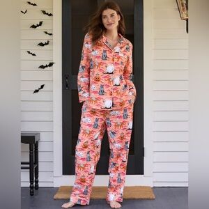 Printfresh Long PJ Set in Halloween House Cats
